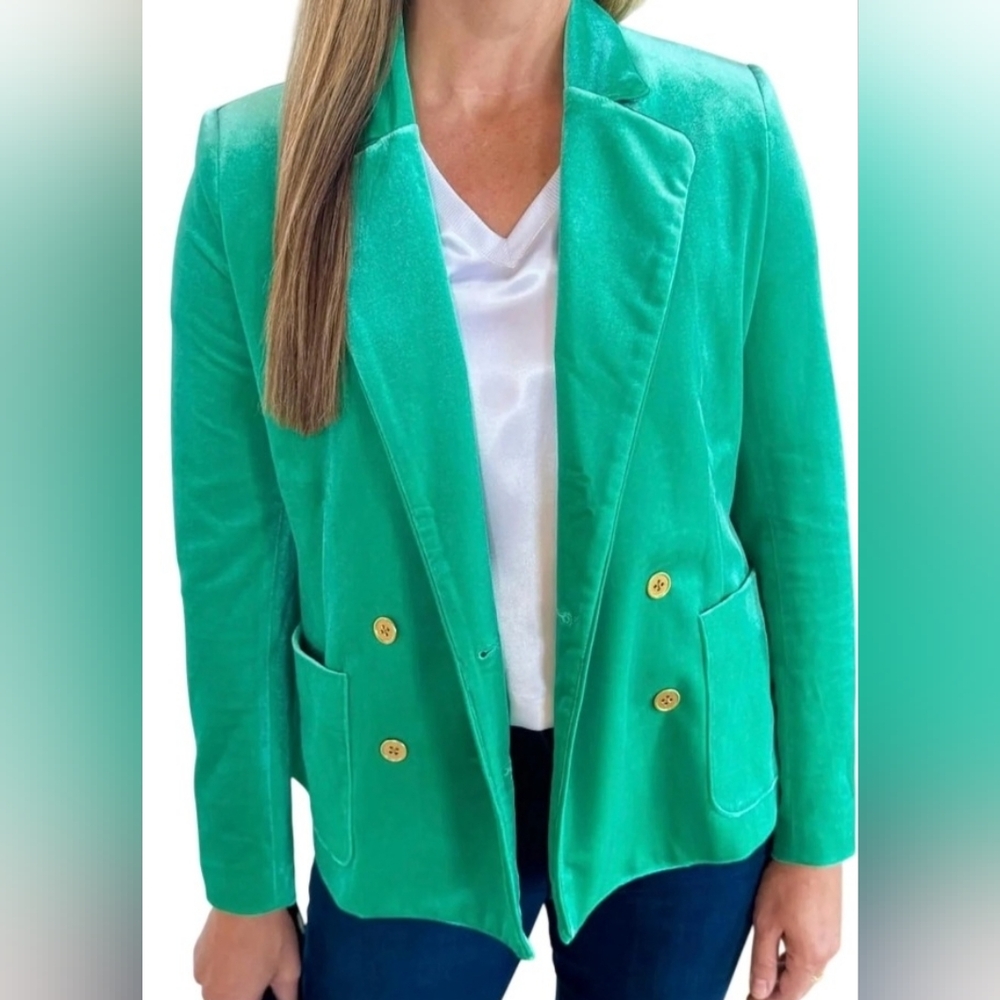 S'EDGE Green Double-Breasted Women's Velvet Blazer. Sz M. NWT